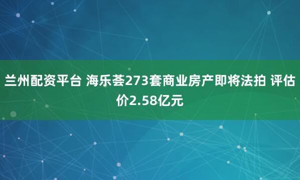 兰州配资平台 海乐荟273套商业房产即将法拍 评估价2.58亿元